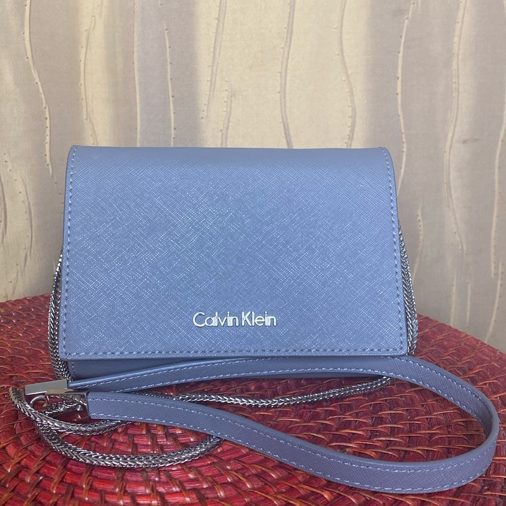 Calvin Klein Grey Crossbody Bag with Silver Chain / Hardware